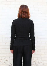 Smocked L/S Tee - Black