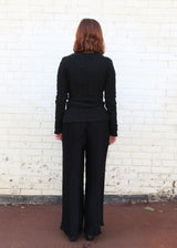 Smocked L/S Tee - Black