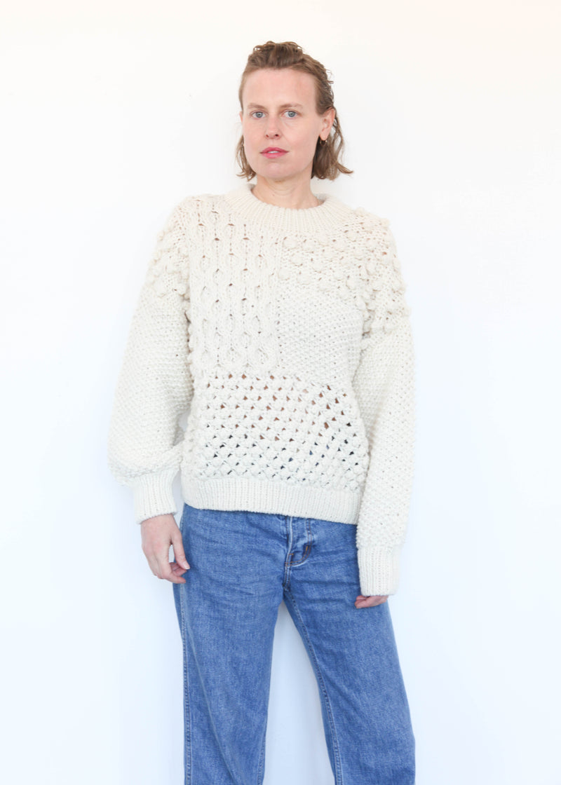 Hand Knit Pullover White