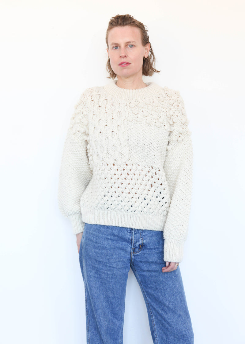 Hand Knit Pullover White