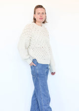 Hand Knit Pullover White