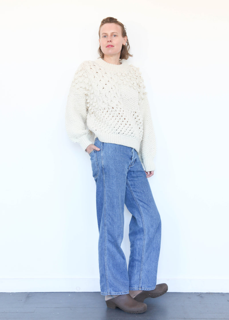 Hand Knit Pullover White