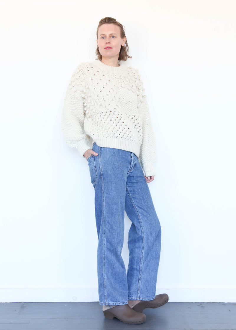 Hand Knit Pullover White