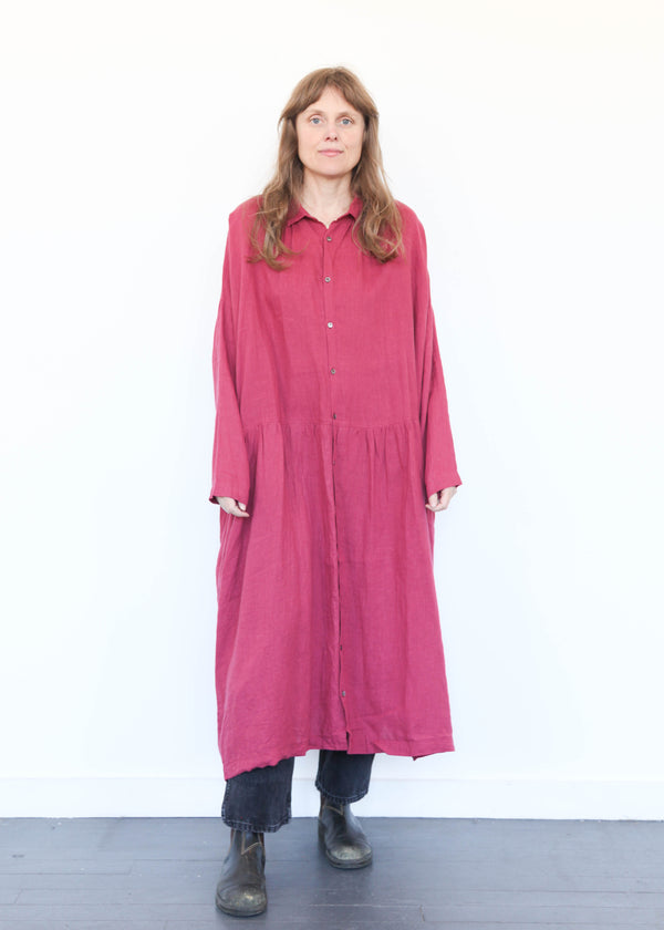 Color Linen Dress Pink