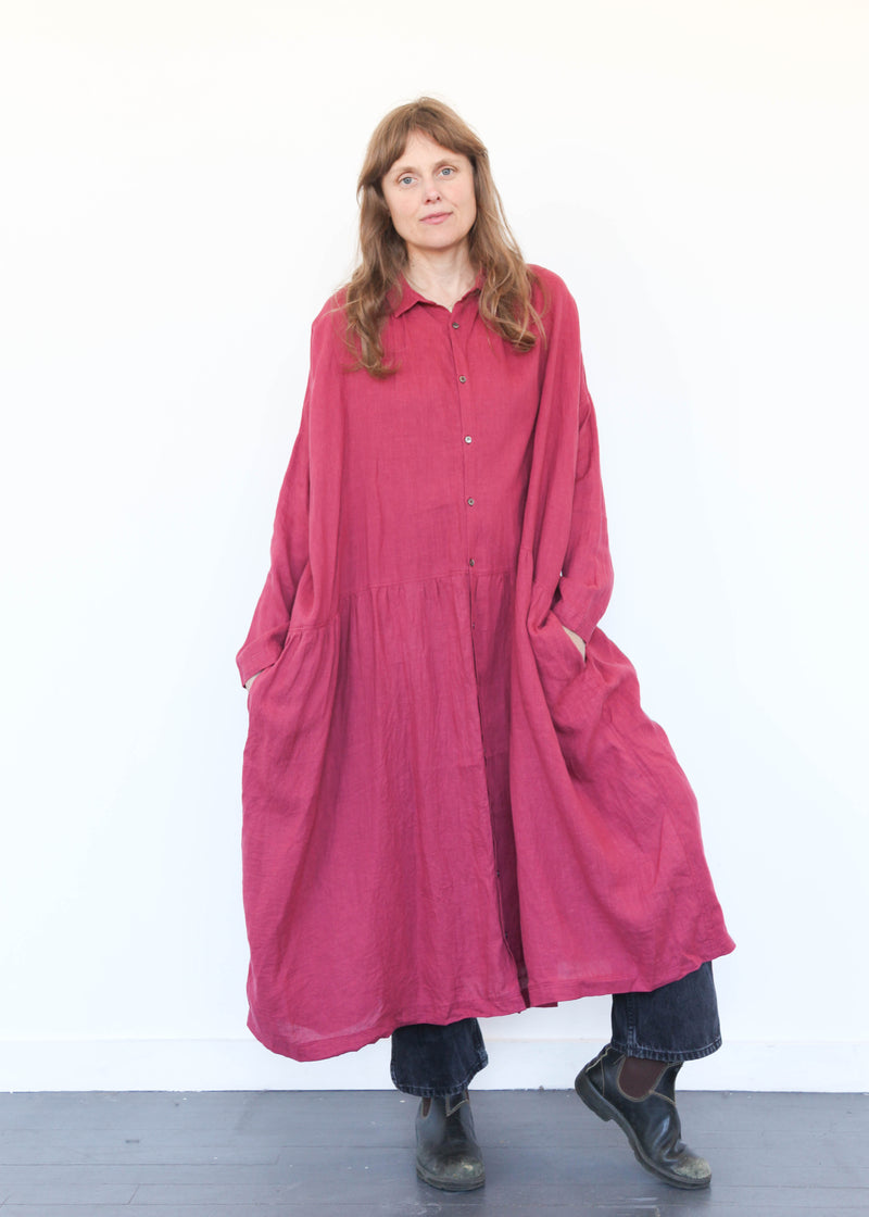 Color Linen Dress Pink