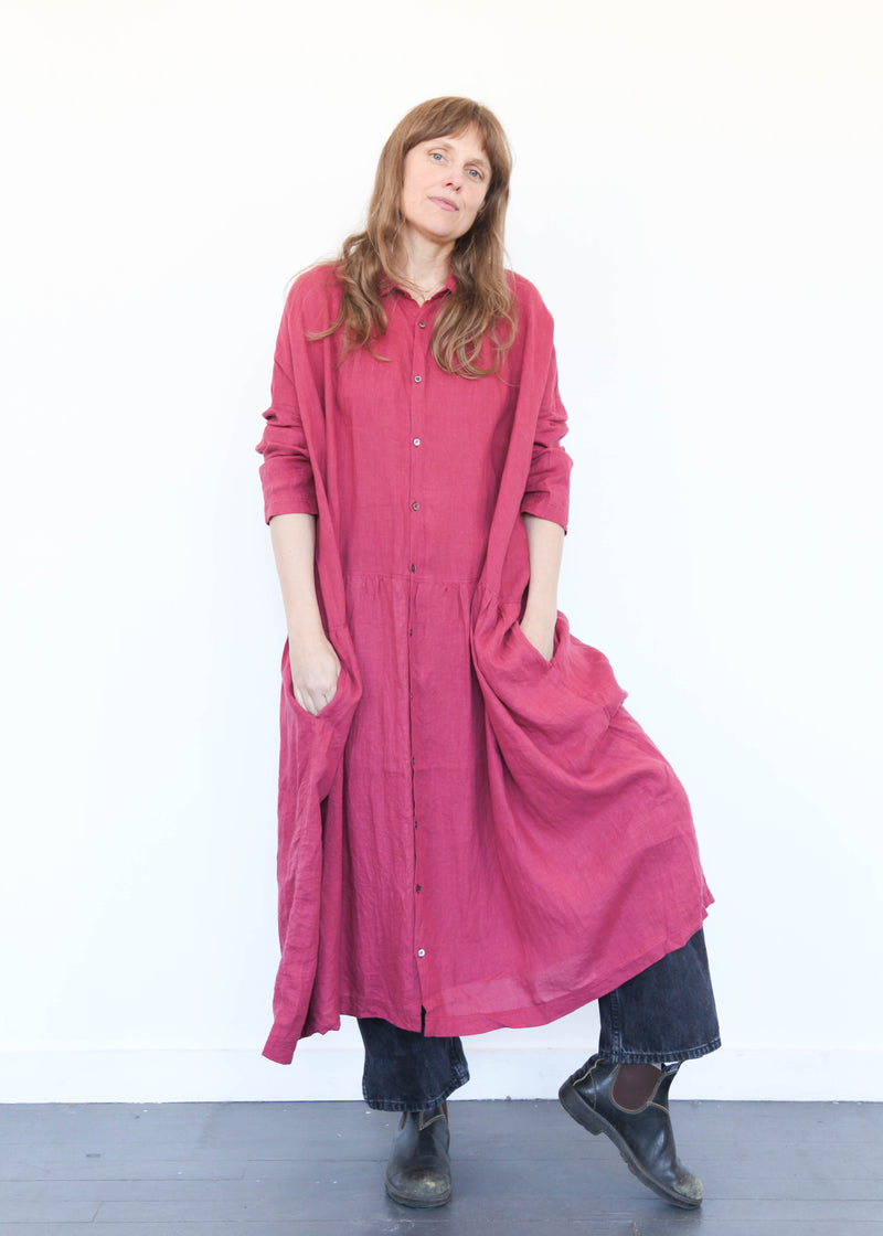 Color Linen Dress Pink