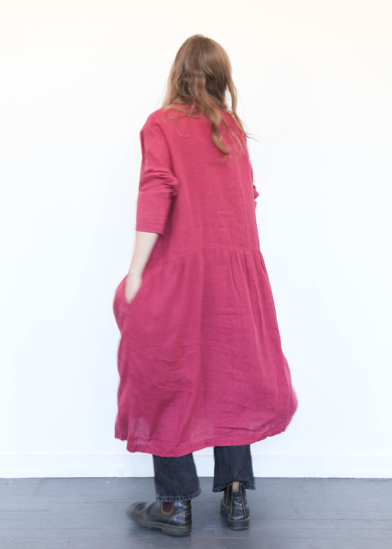 Color Linen Dress Pink