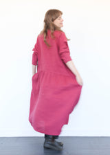 Color Linen Dress Pink