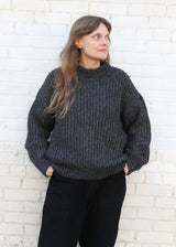 Rib Crewneck Sweater in Alpaca Pima Blend - Charcoal