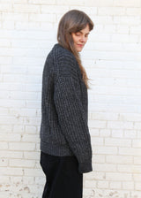 Rib Crewneck Sweater in Alpaca Pima Blend - Charcoal