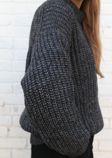 Rib Crewneck Sweater in Alpaca Pima Blend - Charcoal