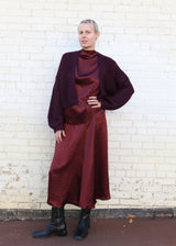 Super Crop Cora Cardigan in Suri Alpaca - Deep Orchid