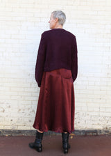 Super Crop Cora Cardigan in Suri Alpaca - Deep Orchid