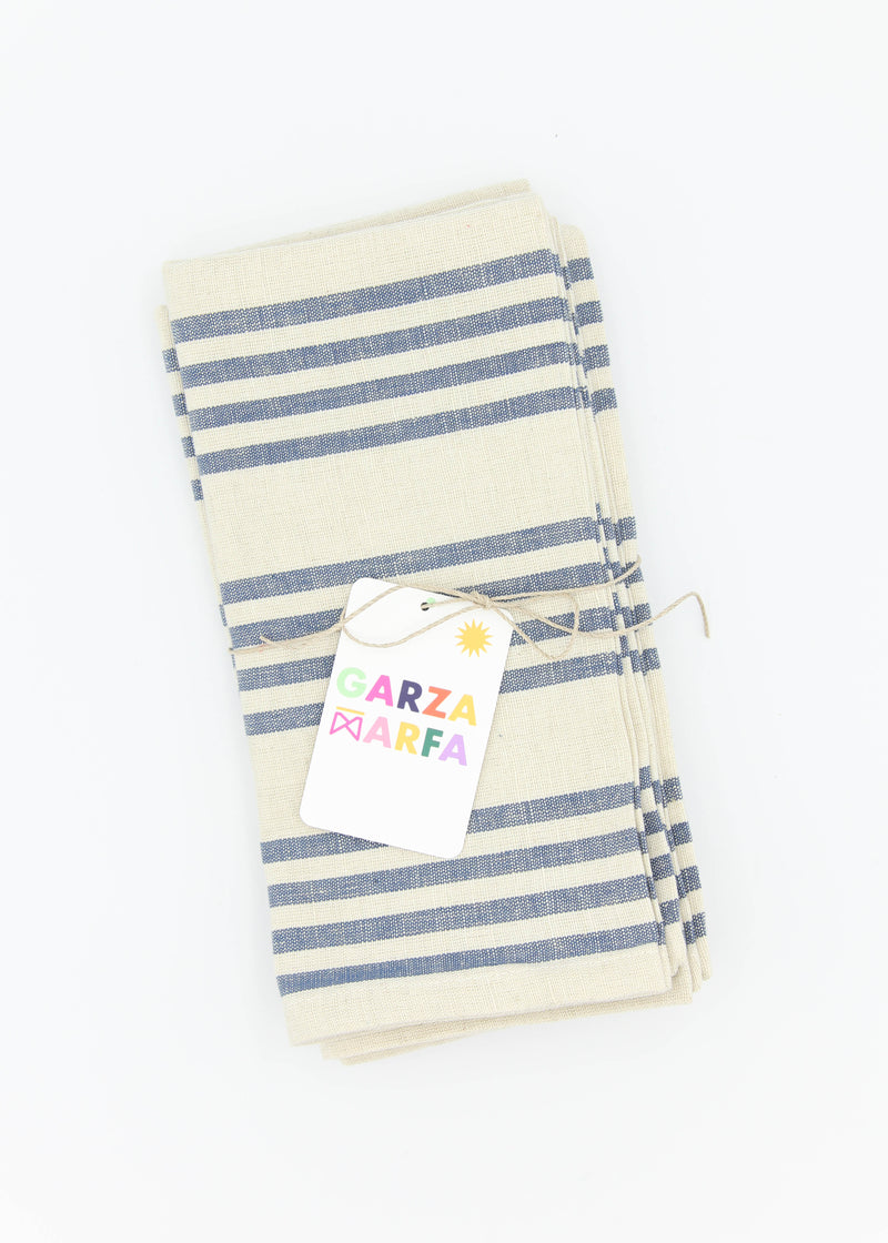 Linen/Cotton Blue Stripe Napkins - Set of 4