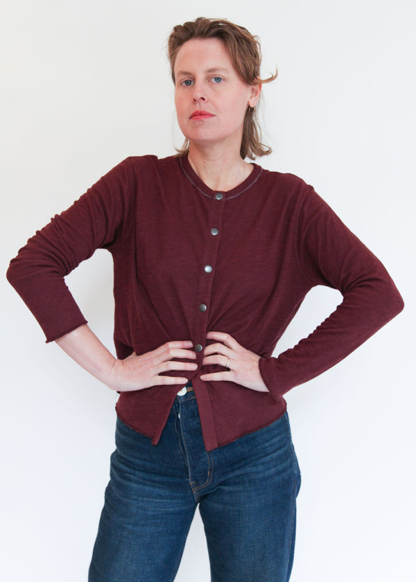 Crop Cardigan - Red Indigo