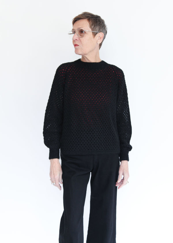 Jane Crochet Sweater - Black