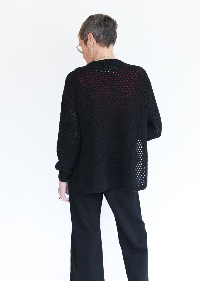 Jane Crochet Sweater - Black
