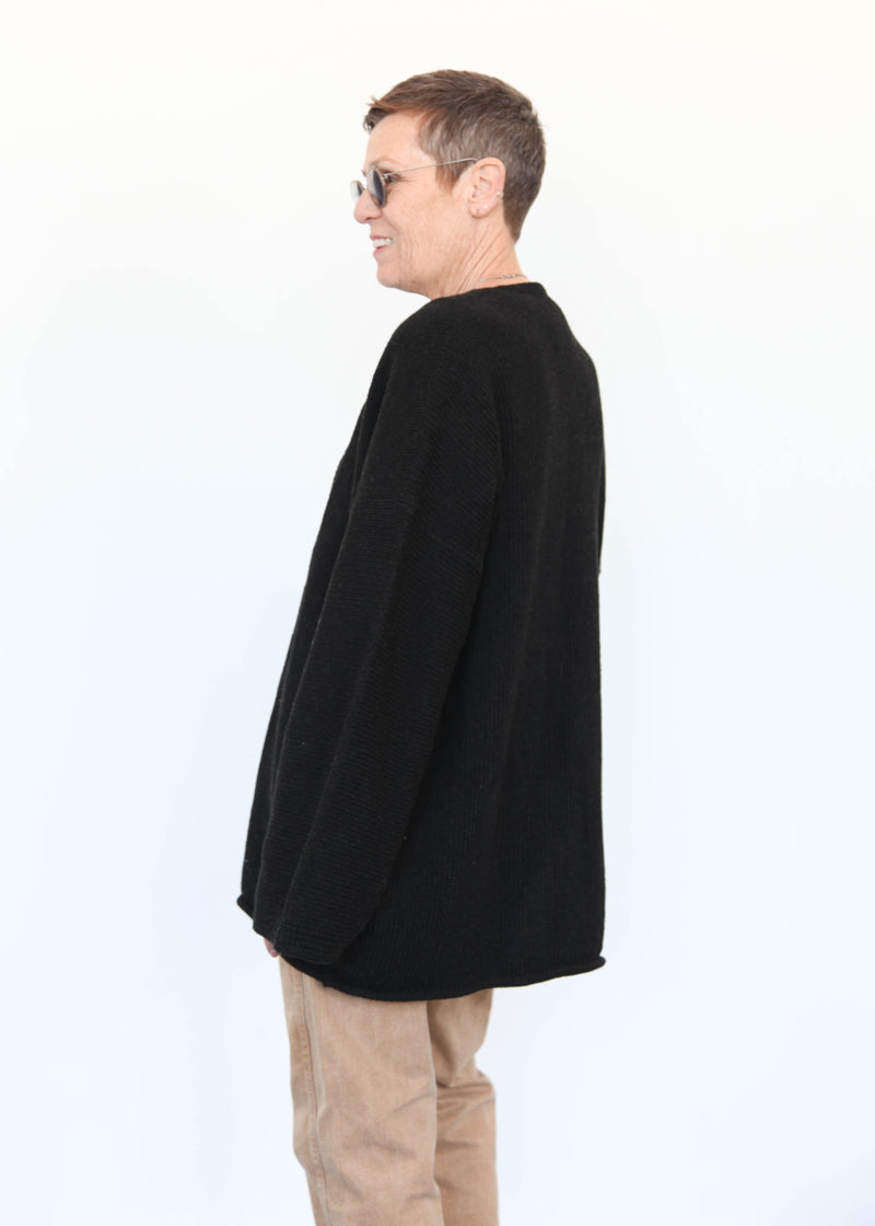 Open Cardigan - Black Melange