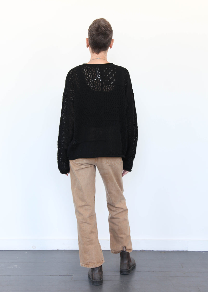 Mix Pointelle Crewneck - Black