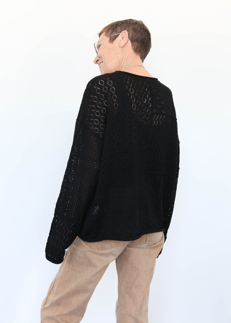 Mix Pointelle Crewneck - Black