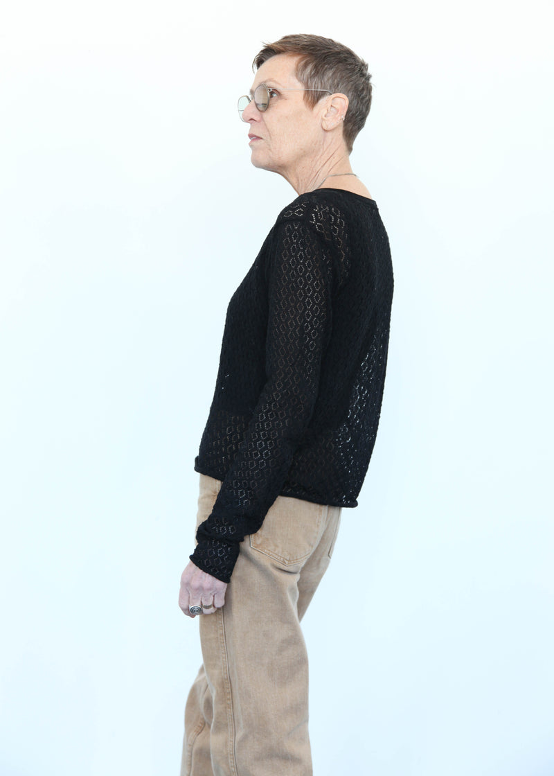 Pointelle Cardigan - Black