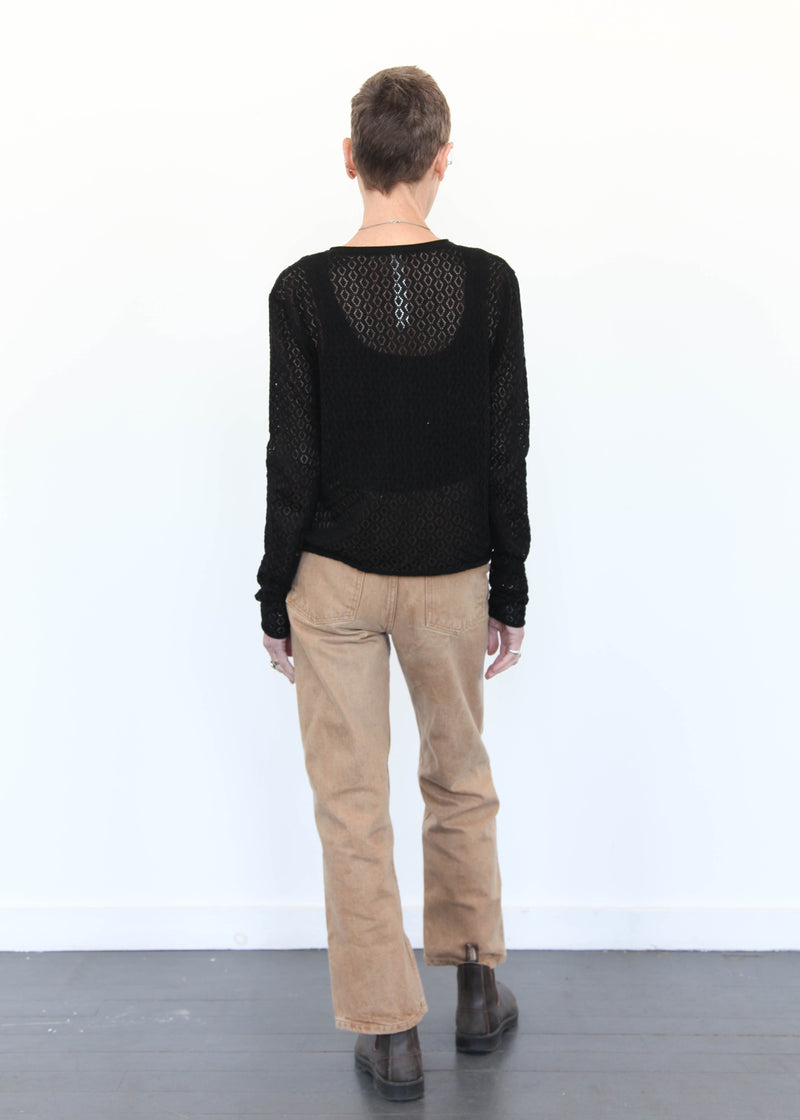 Pointelle Cardigan - Black