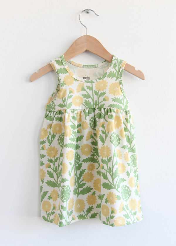 Alna Baby Dress - Dandelions Green & Yellow