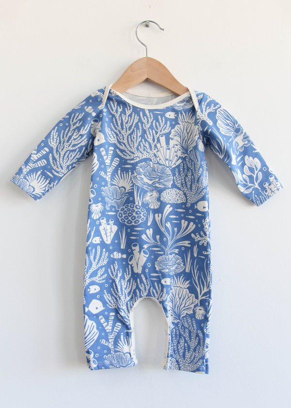 Long-Sleeve Romper - Corals Blue