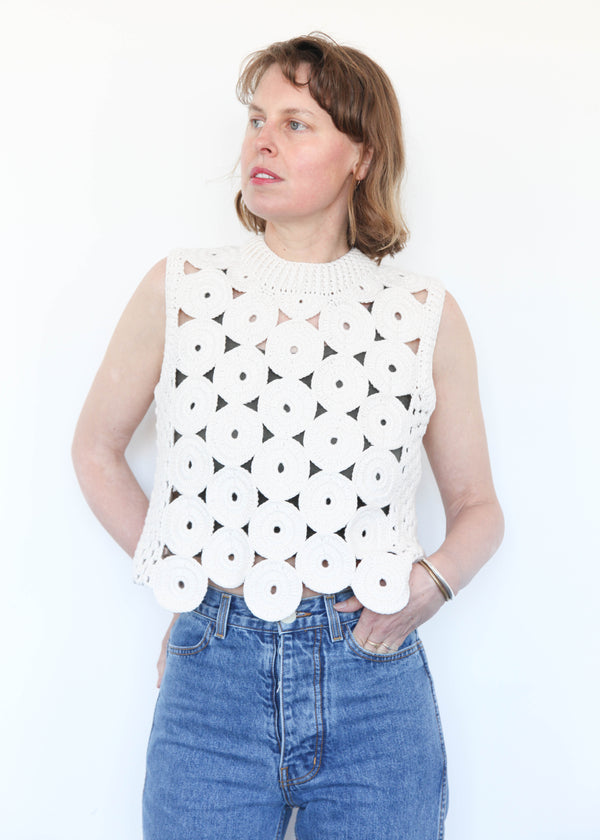 Circle Crochet Nona Vest - Ivory