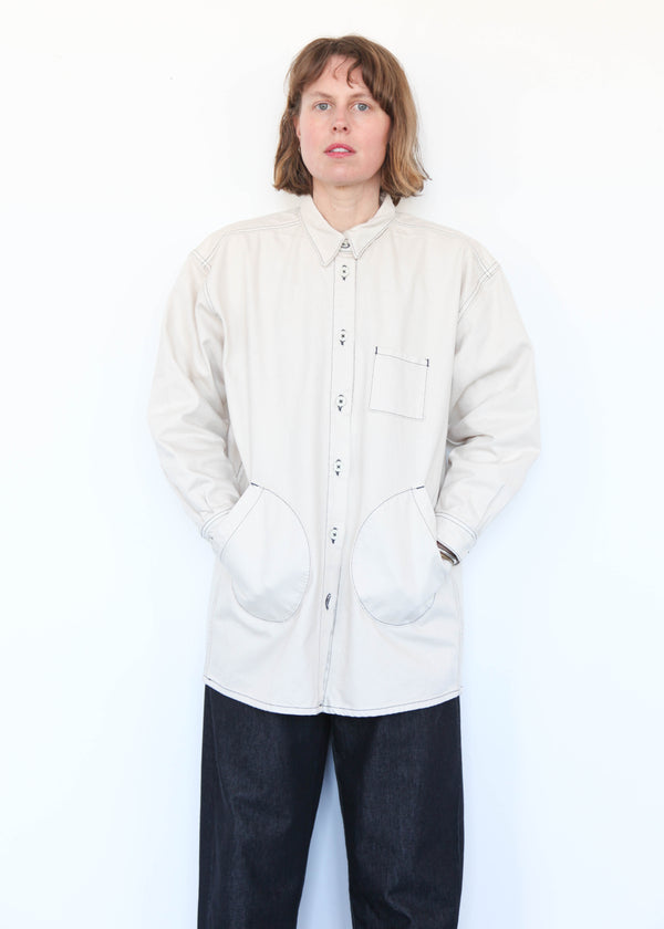 Okuda Jacket - Natural w/Slate Stitch