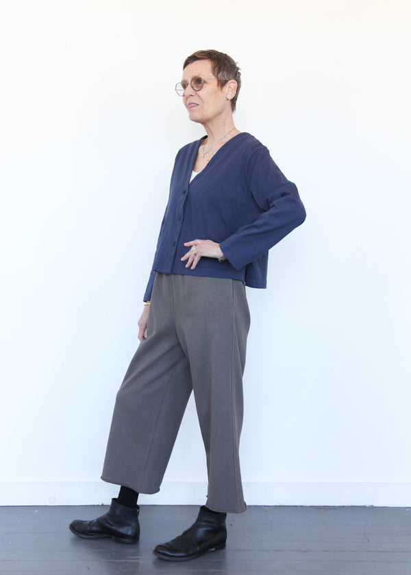 Rib Crop Pant - Clove