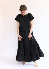 Tuck Gathered Skirt - Black OS