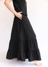 Tuck Gathered Skirt - Black OS