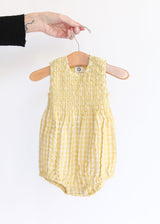 Baby Smock Suit - Lemon Checks