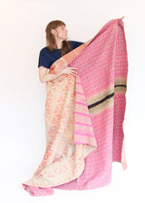 Kantha Quilt - Pink/Gold