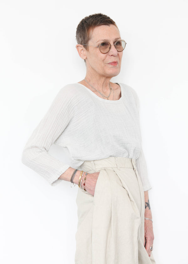 Crinkle Wide Trousers - Stone