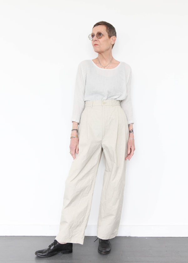Crinkle Wide Trousers - Stone