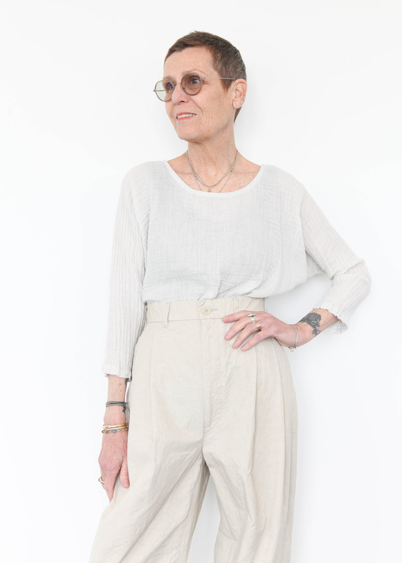 Crinkle Wide Trousers - Stone