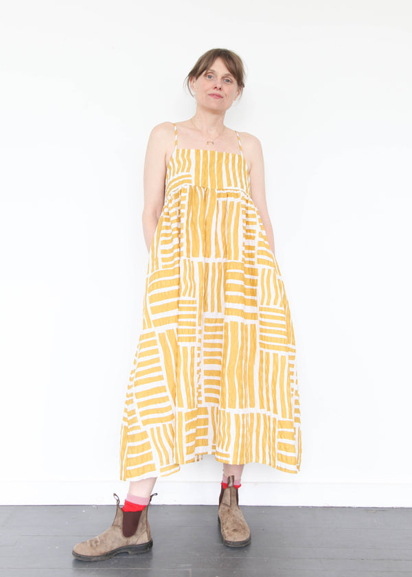 Strap Dress - Print Gold
