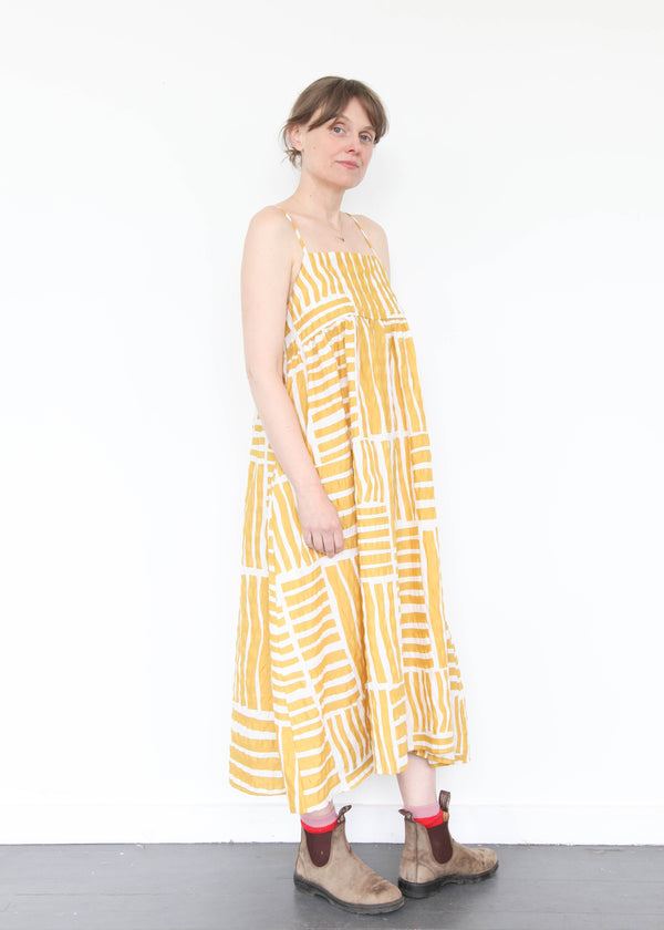 Strap Dress - Print Gold
