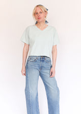 Short Sleeve Crop V-neck - Mist