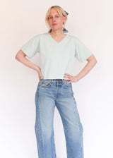 Short Sleeve Crop V-neck - Mist