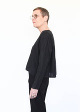 Crop V-Neck L/S Cardigan - Black