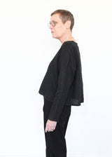 Crop V-Neck L/S Cardigan - Black