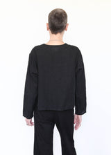 Crop V-Neck L/S Cardigan - Black