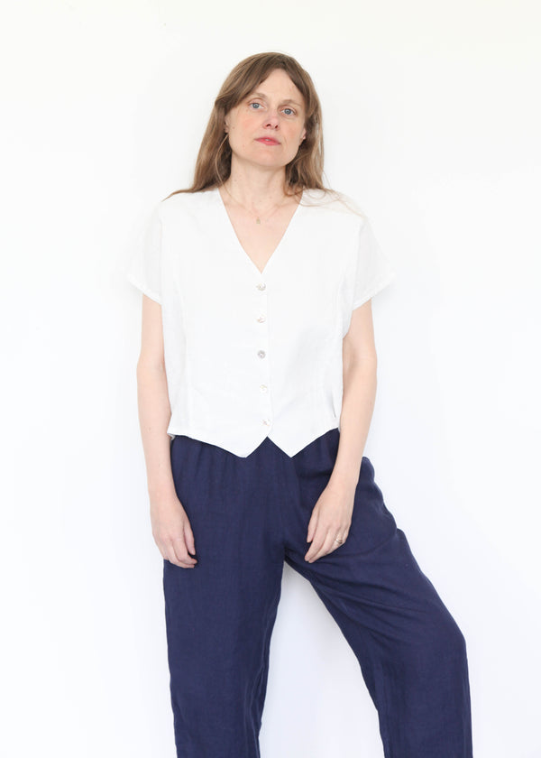 S/S V-Neck Shirt - Cream