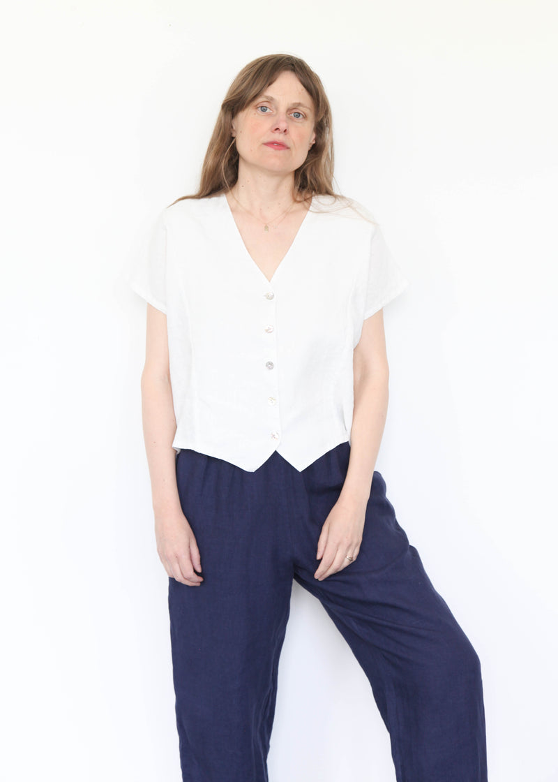 S/S V-Neck Shirt - Cream