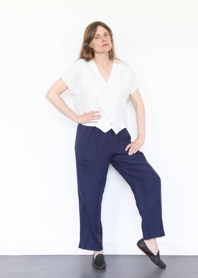 S/S V-Neck Shirt - Cream