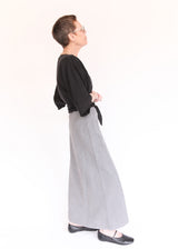 Long Bias Skirt - Nebbia Check Seersucker