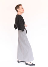 Long Bias Skirt - Nebbia Check Seersucker
